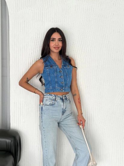 Kot Jeans Yelek - Mavi resmi